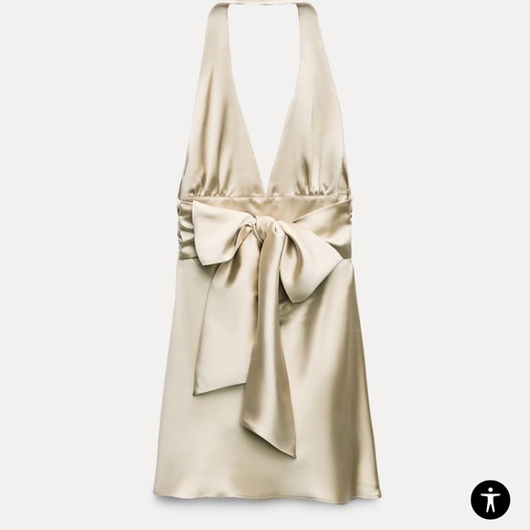 Satin Effect Halter Dress Zara NWOT - Picture 2 of 3